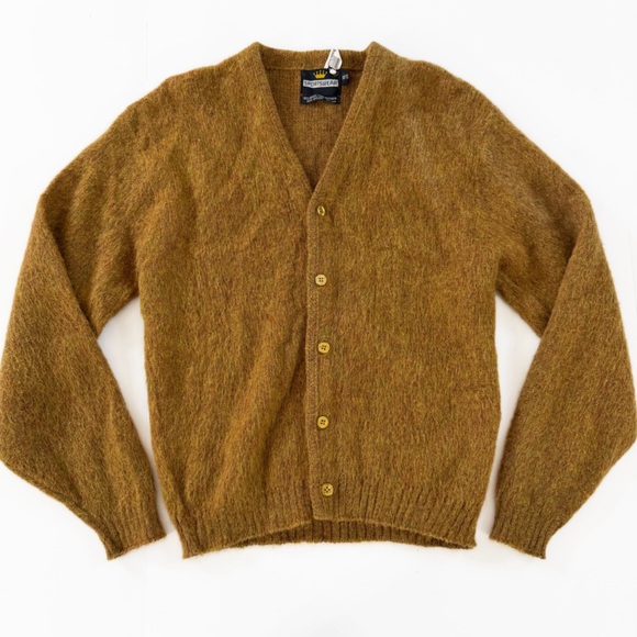 Vintage Other - VTG 1960s Wool Mohair Fuzzy Cardigan Kurt Cobain Grunge Sweater Sz Small